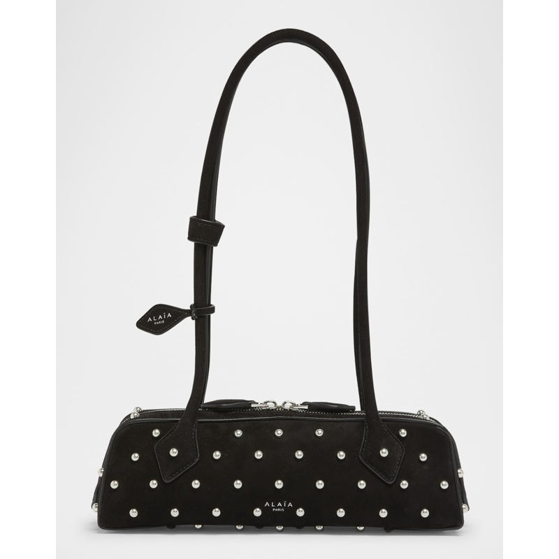 Bolsa Shoulder Le Teckel Small in Studded Suede