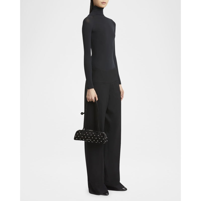 Bolsa Shoulder Le Teckel Small in Studded Suede