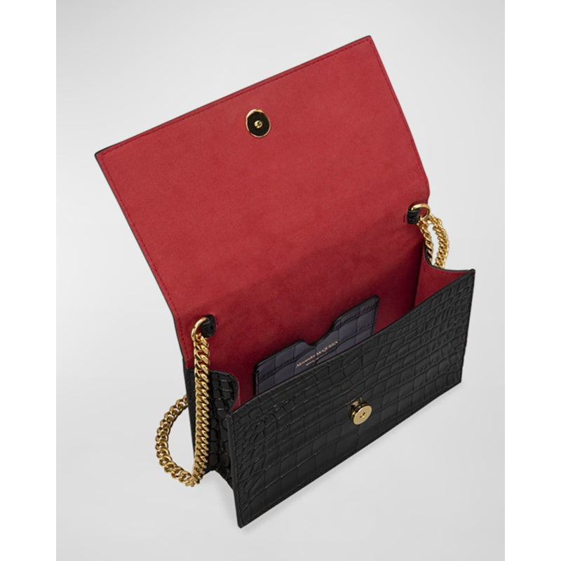 Bolsa Shoulder Mini Mock-Croc with Small Skull