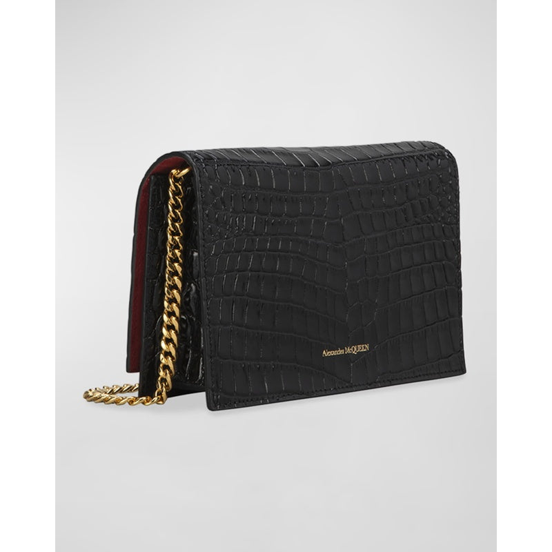 Bolsa Shoulder Mini Mock-Croc with Small Skull