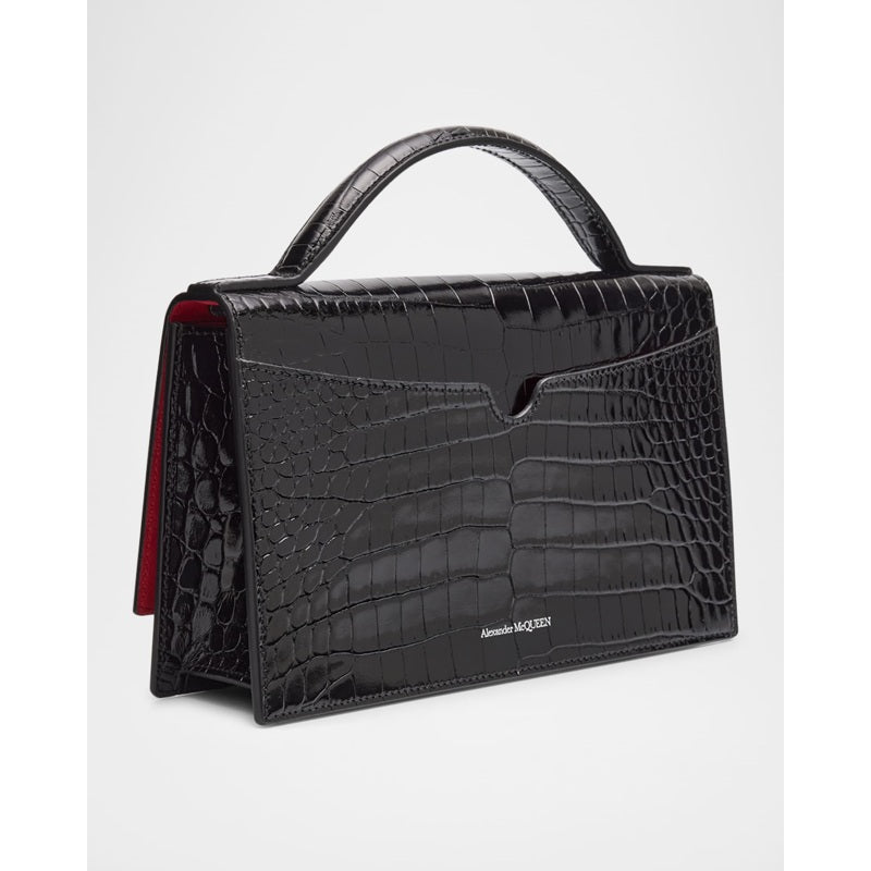 Bolsa Handle Medium Skull Croc-Embossed