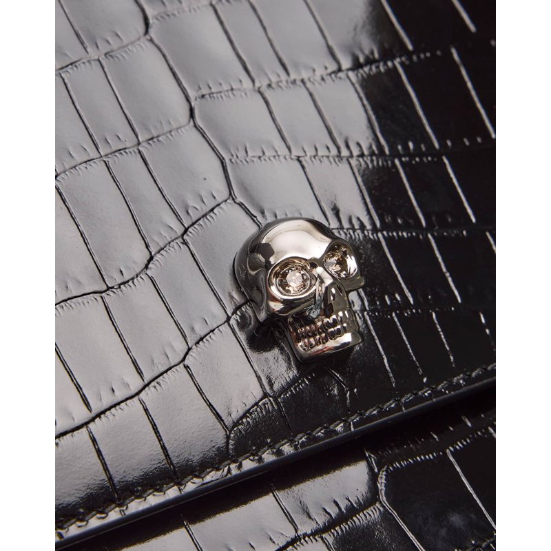Bolsa Handle Medium Skull Croc-Embossed