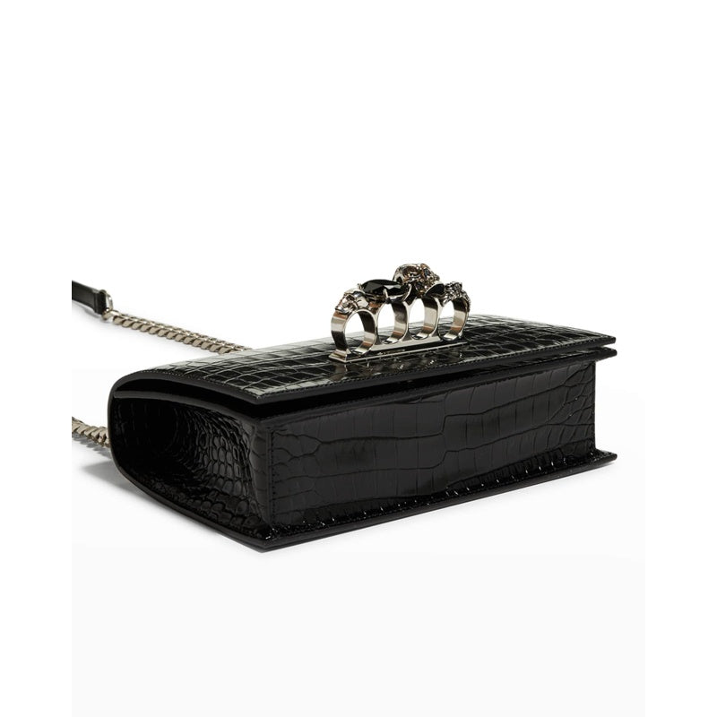 Bolsa Shoulder Shiny Croc-Embossed Jeweled