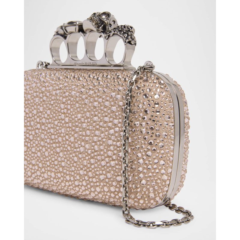 Bolsa Clutch Skull Four Ring Embellished