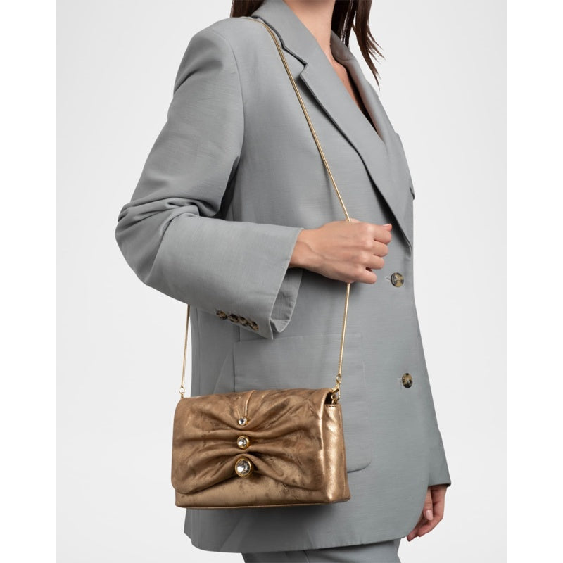 Bolsa Crossbody Molton Ruched Metallic
