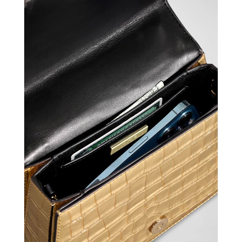 Bolsa Handle Lucite Quad Croc-Embossed