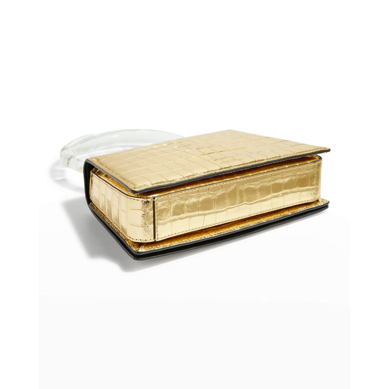 Bolsa Handle Lucite Quad Croc-Embossed