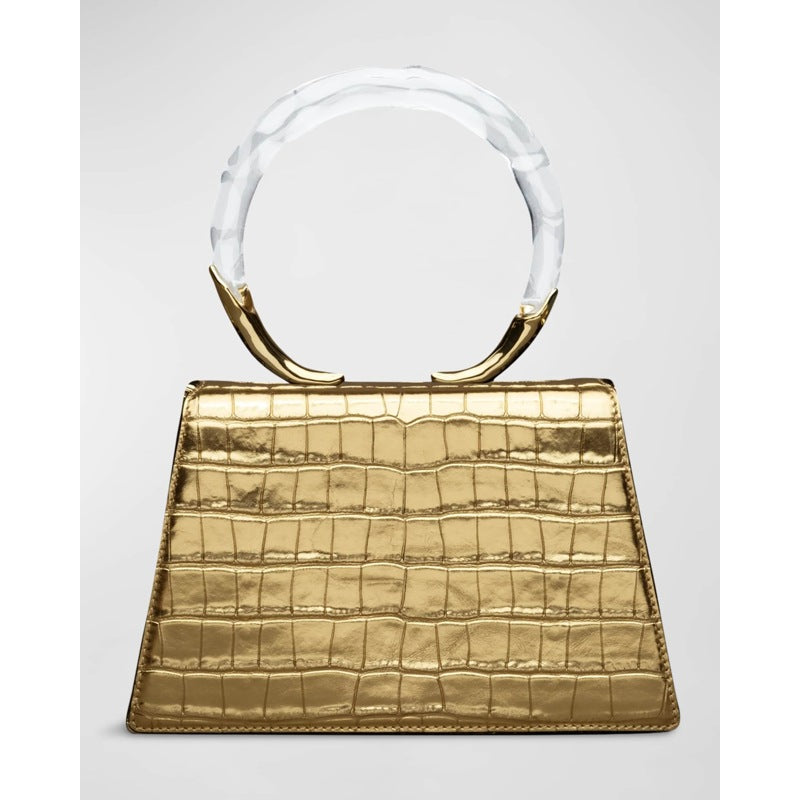 Bolsa Handle Lucite Quad Croc-Embossed