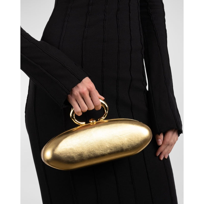 Bolsa Clutch Molten Gold Bullet Minaudiere - Gold