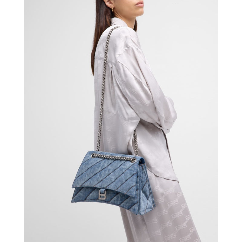 Bolsa Shoulder Crush Medium Chain Quilted In Denim