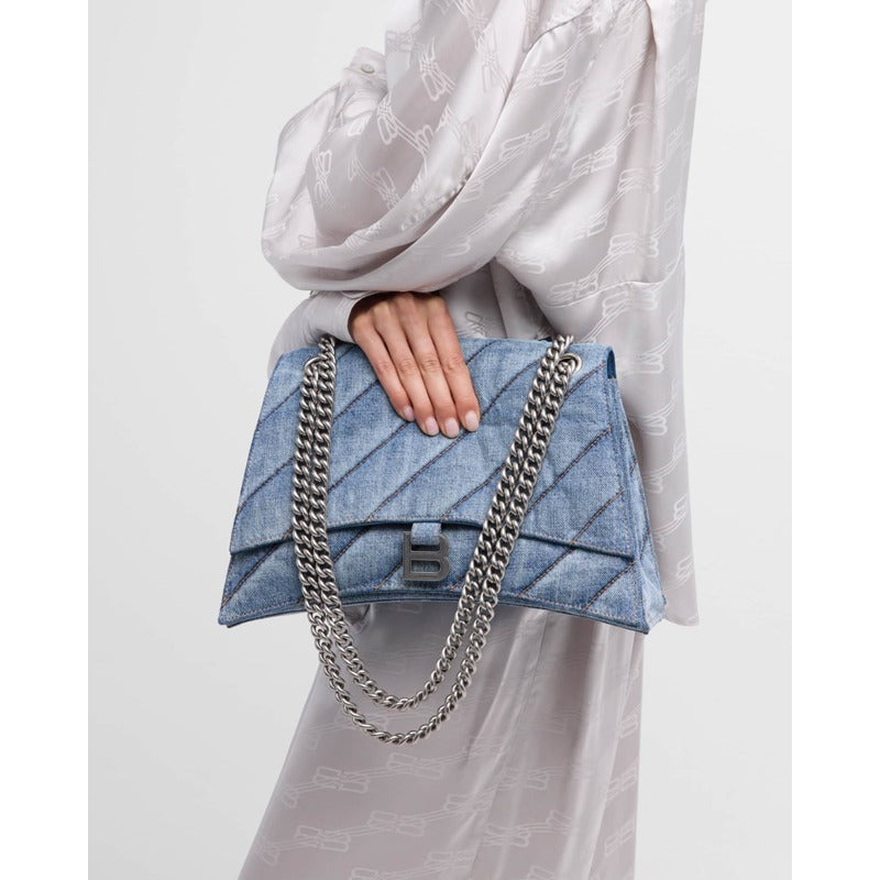Bolsa Shoulder Crush Medium Chain Quilted In Denim