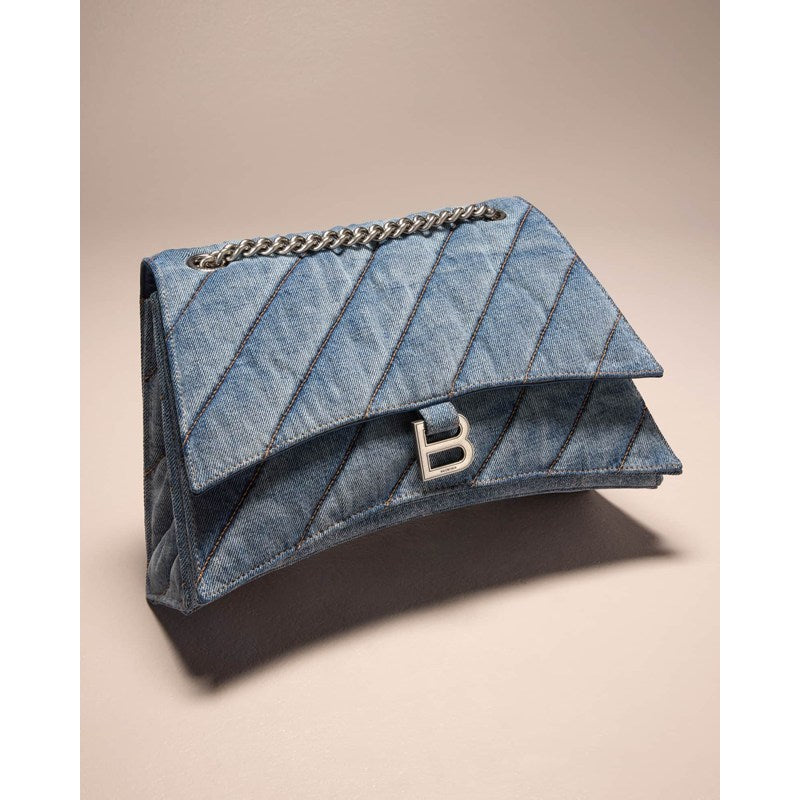 Bolsa Shoulder Crush Medium Chain Quilted In Denim