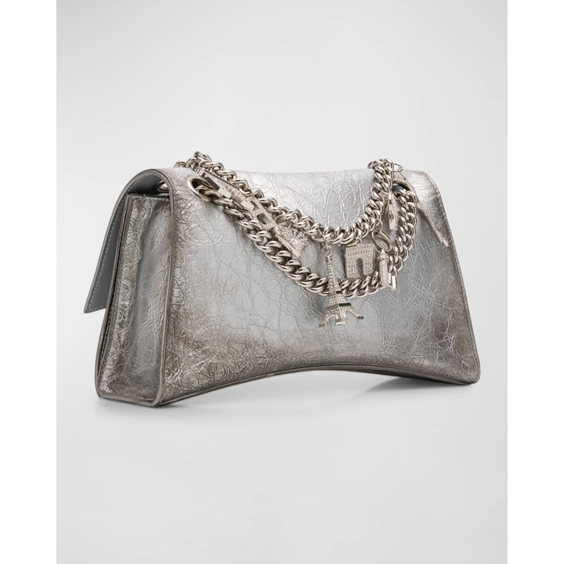 Bolsa Shoulder Crush Small Charms Metallic
