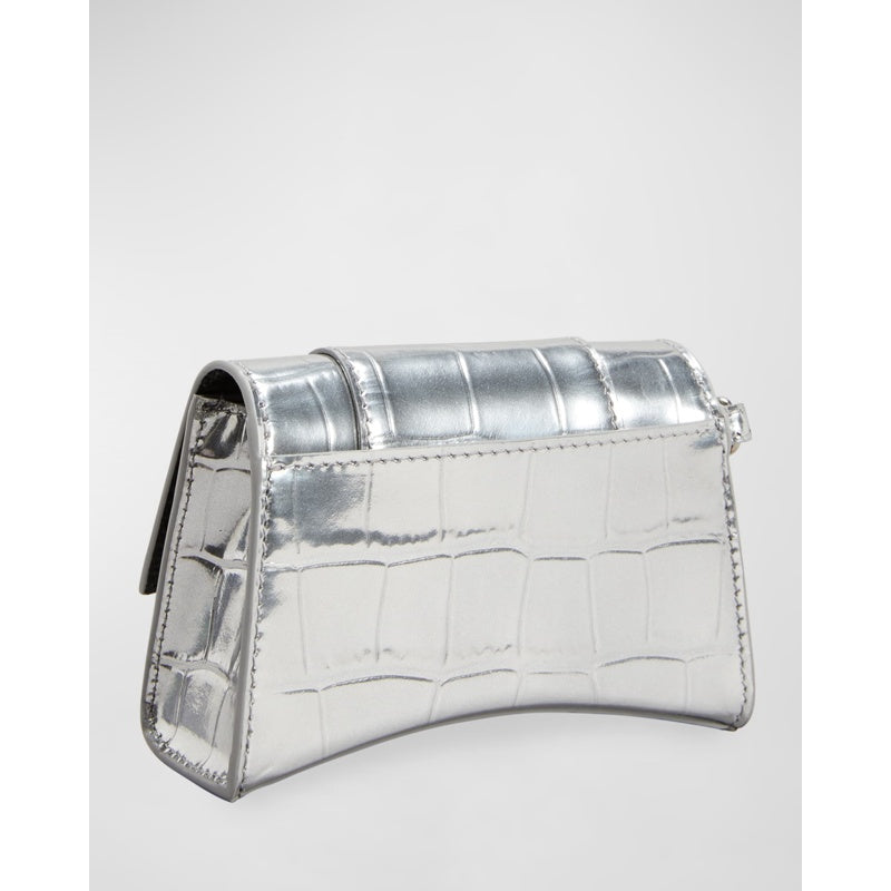 Bolsa Wallet Hourglass Metallic Moc-Croc Chain