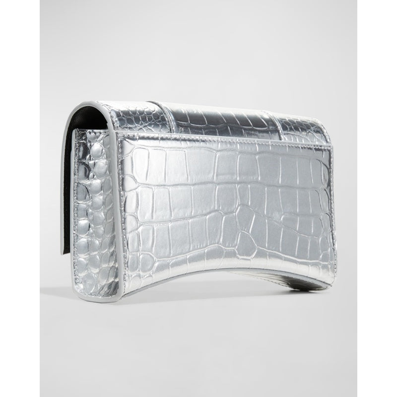 Bolsa Wallet Hourglass Metallic Moc-Croc Chain