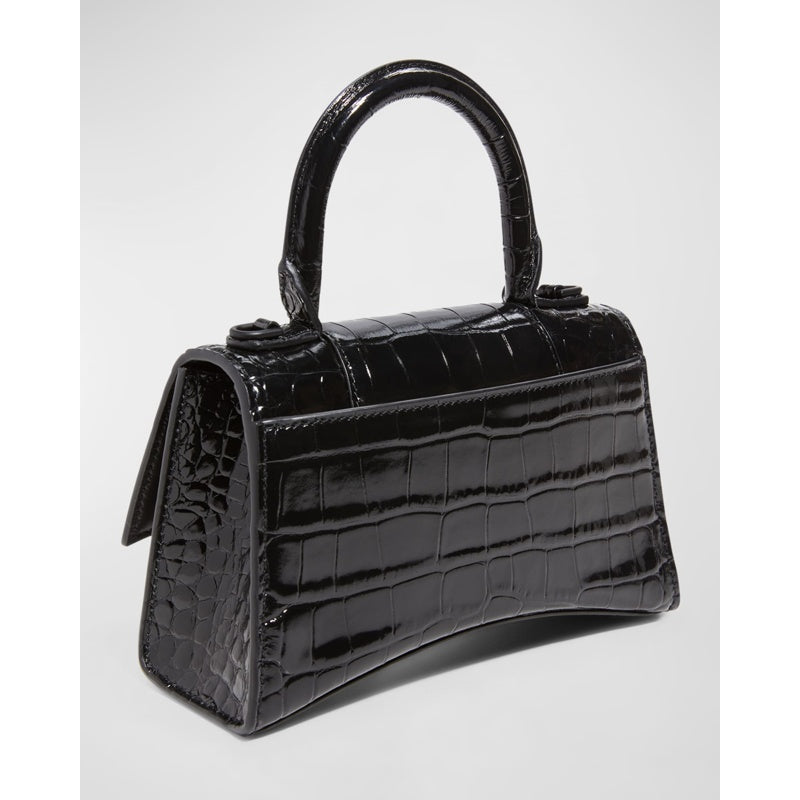 Bolsa Handle Hourglass XS Croc-Embossed