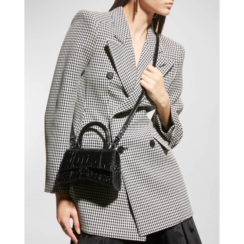 Bolsa Handle Hourglass XS Croc-Embossed