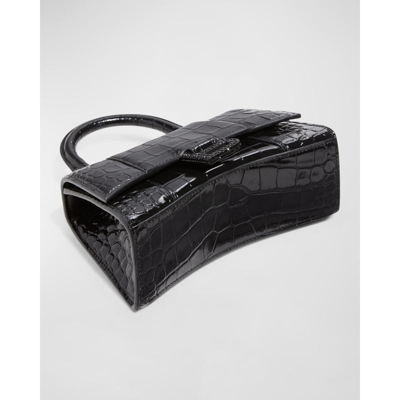 Bolsa Handle Hourglass XS Croc-Embossed