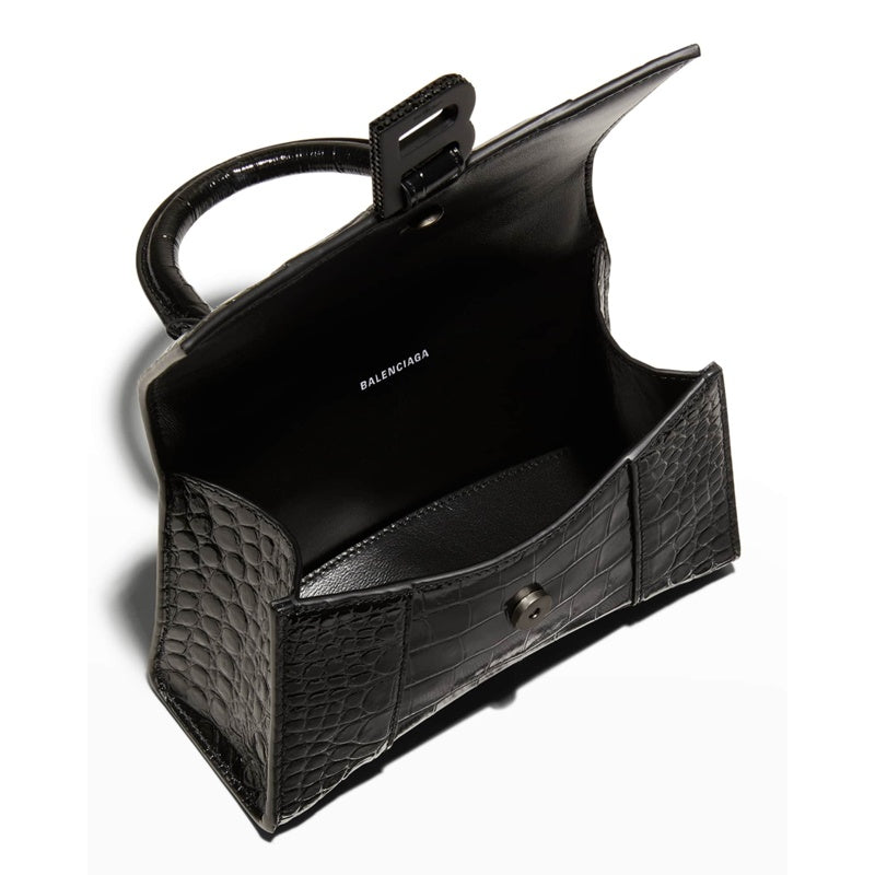 Bolsa Handle Hourglass XS Croc-Embossed