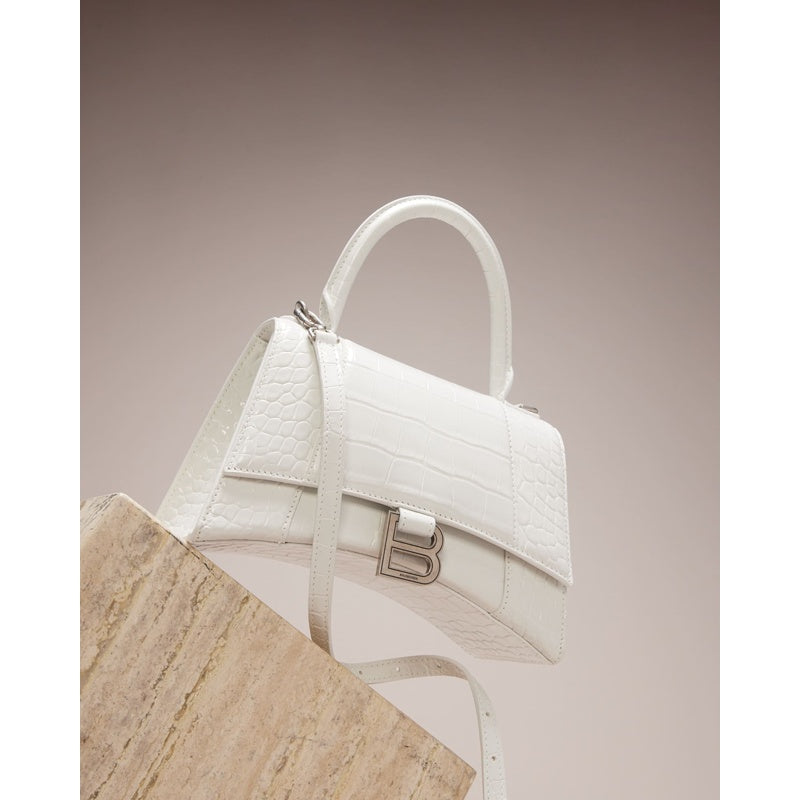 Bolsa Handle Hourglass Small Croc-Embossed