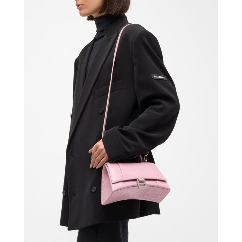 Bolsa Handle Hourglass Small Croc-Embossed