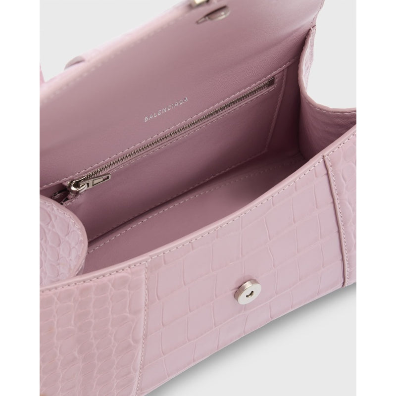 Bolsa Handle Hourglass Small Croc-Embossed