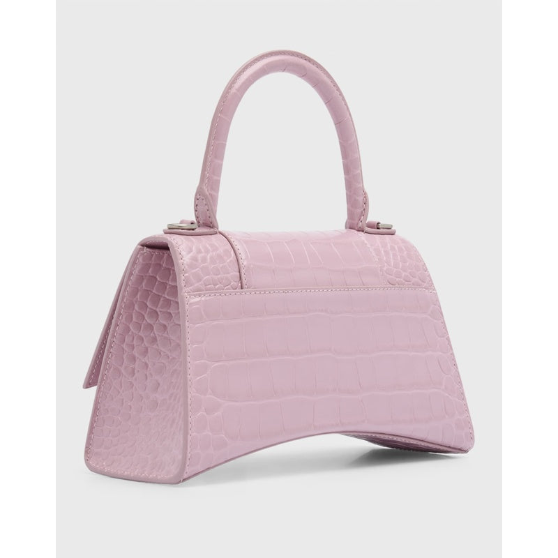 Bolsa Handle Hourglass Small Croc-Embossed