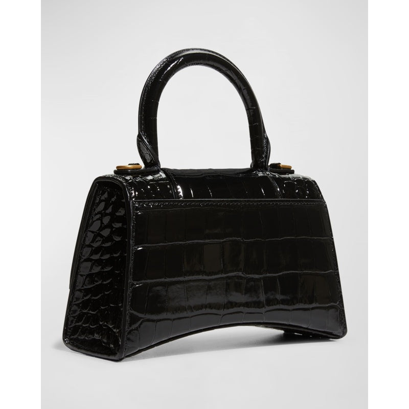 Bolsa Handle Hourglass XS Croc-Embossed