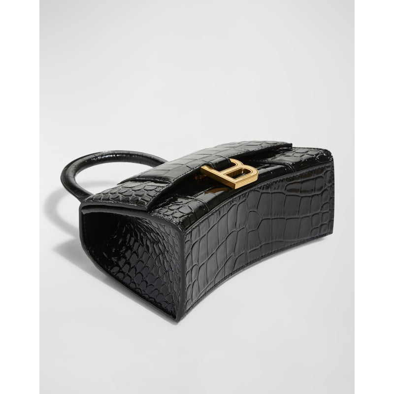 Bolsa Handle Hourglass XS Croc-Embossed