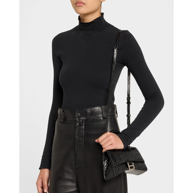 Bolsa Handle Hourglass XS Croc-Embossed