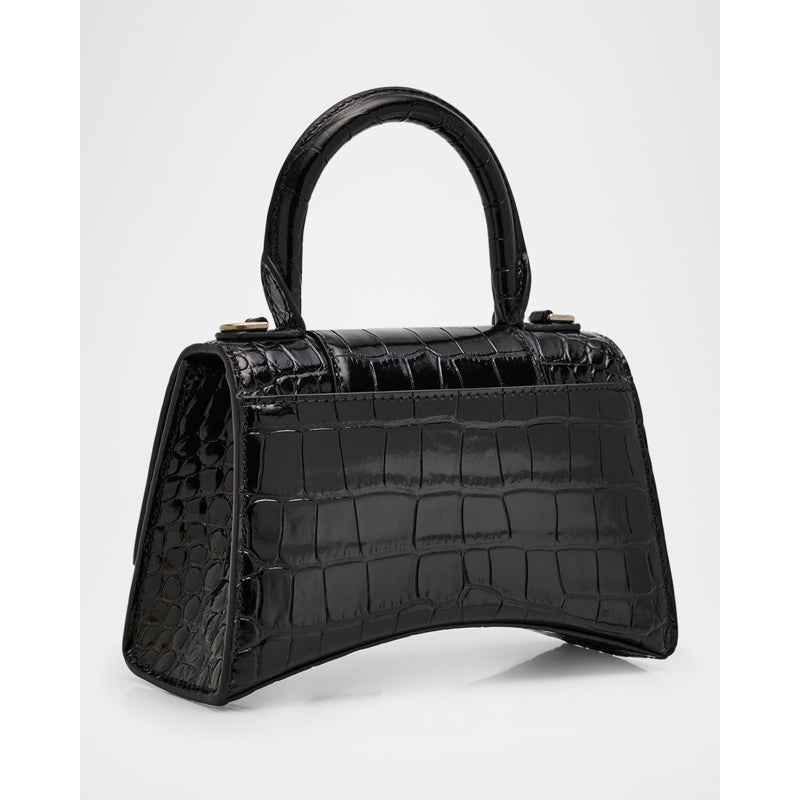 Bolsa Handle Hourglass XS Croc-Embossed