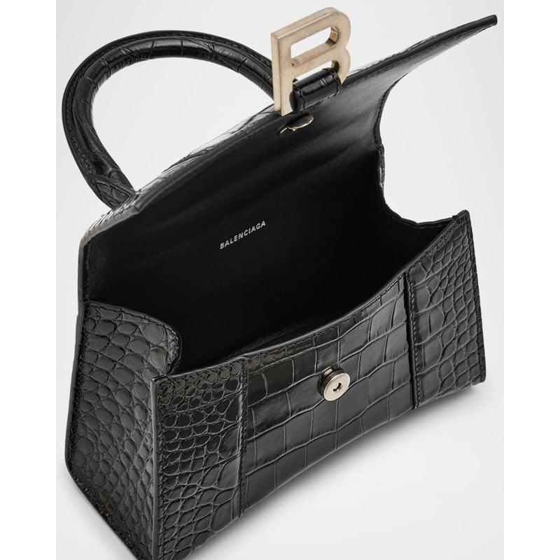Bolsa Handle Hourglass XS Croc-Embossed