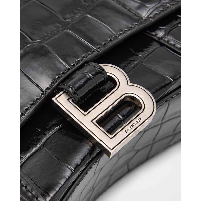 Bolsa Handle Hourglass XS Croc-Embossed