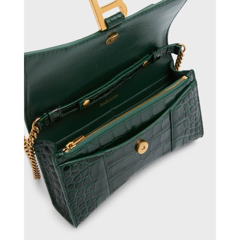 Bolsa Wallet Hourglass Croc-Embossed on Chain