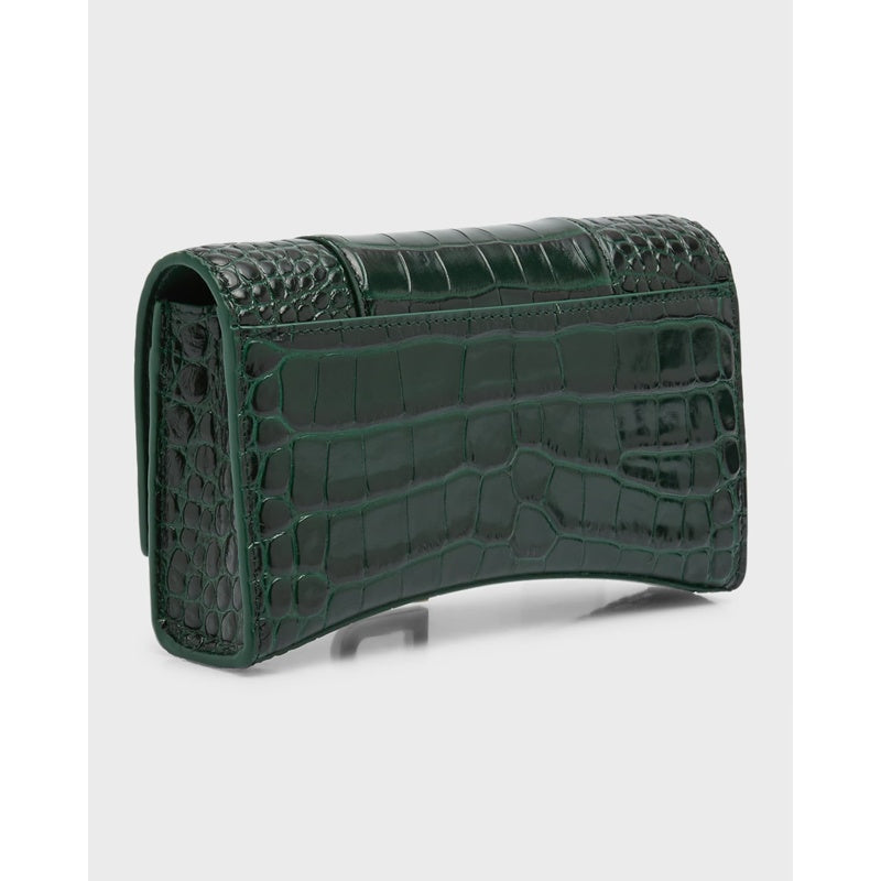 Bolsa Wallet Hourglass Croc-Embossed on Chain