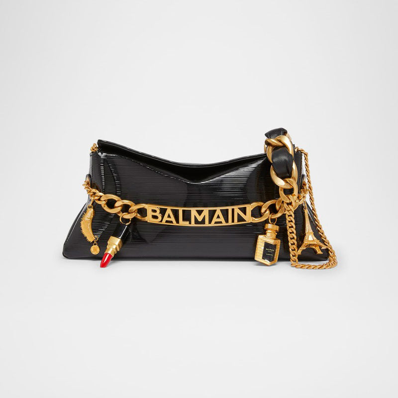 Bolsa Clutch 1945 Pouch in Striped Patent with Charms - Mercado de Luxo - O Maior E-Commerce de Bens, Produtos e Serviços de Luxo do Brasil.