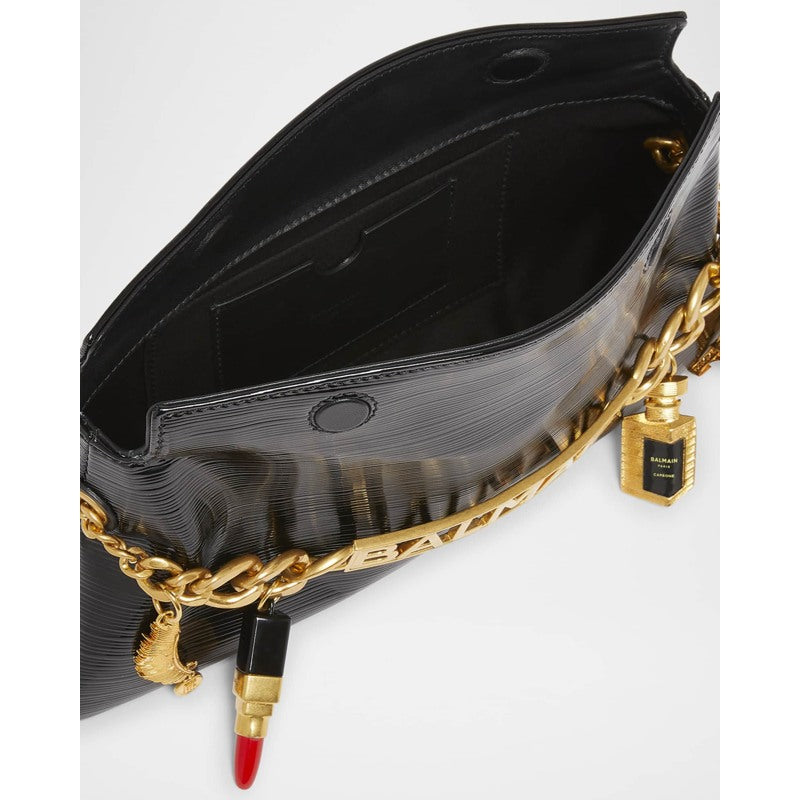 Bolsa Clutch 1945 Pouch in Striped Patent with Charms
