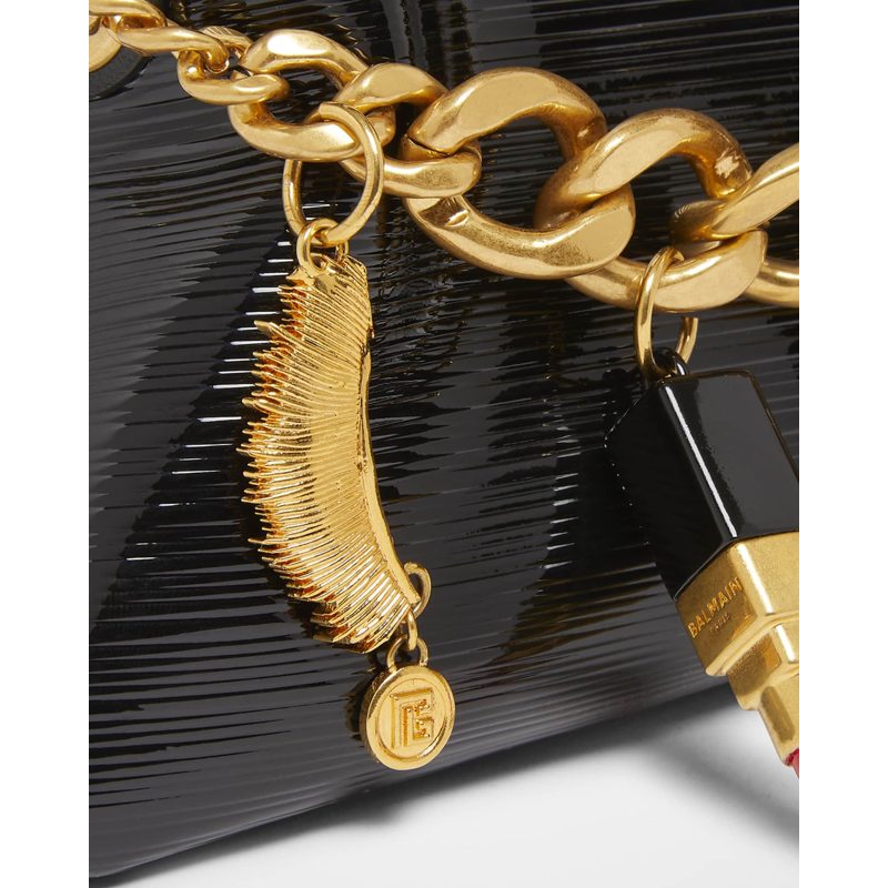 Bolsa Clutch 1945 Pouch in Striped Patent with Charms