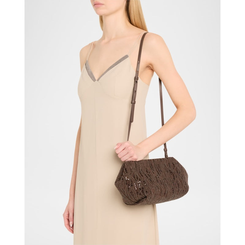 Bolsa Clutch Pleated Mesh Monili