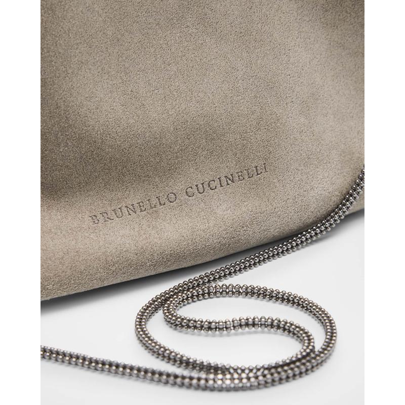 Bolsa Shoulder Monili Ruched Suede