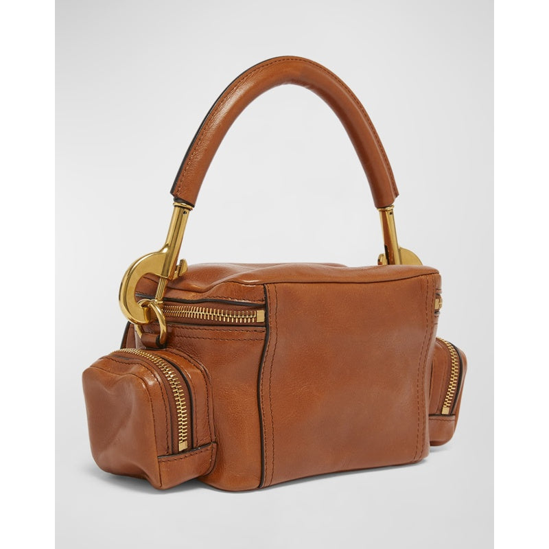 Bolsa Shoulder Camera Small in Natural Shiny Calfskin
