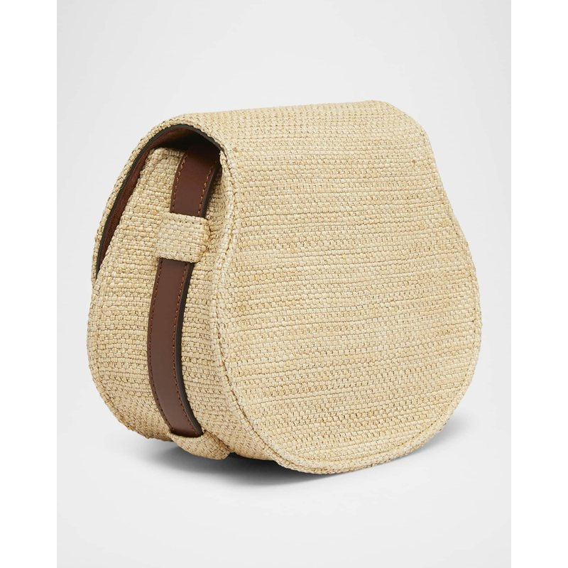 Bolsa Crossbody Marcie Flap Saddle in Raffia Fabric