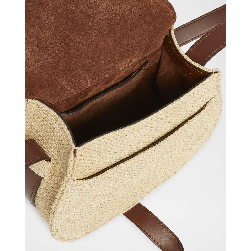 Bolsa Crossbody Marcie Flap Saddle in Raffia Fabric