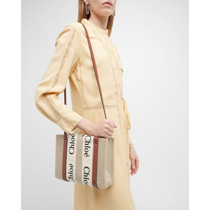 Bolsa Shopper Woody Small in Linen with Strap