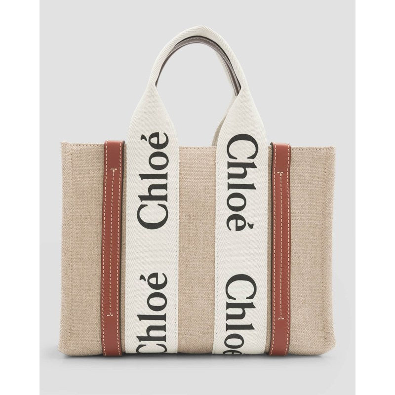 Bolsa Shopper Woody Small in Linen with Strap