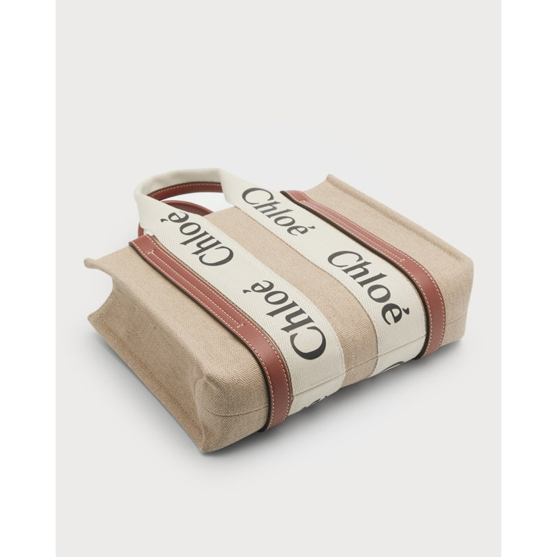 Bolsa Shopper Woody Small in Linen with Strap
