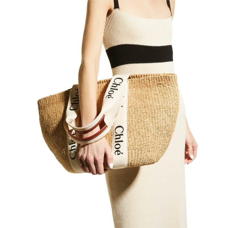 Bolsa Beach Woody Large Mifuko Basket in Fair Trade Paper Embellished with Linen
