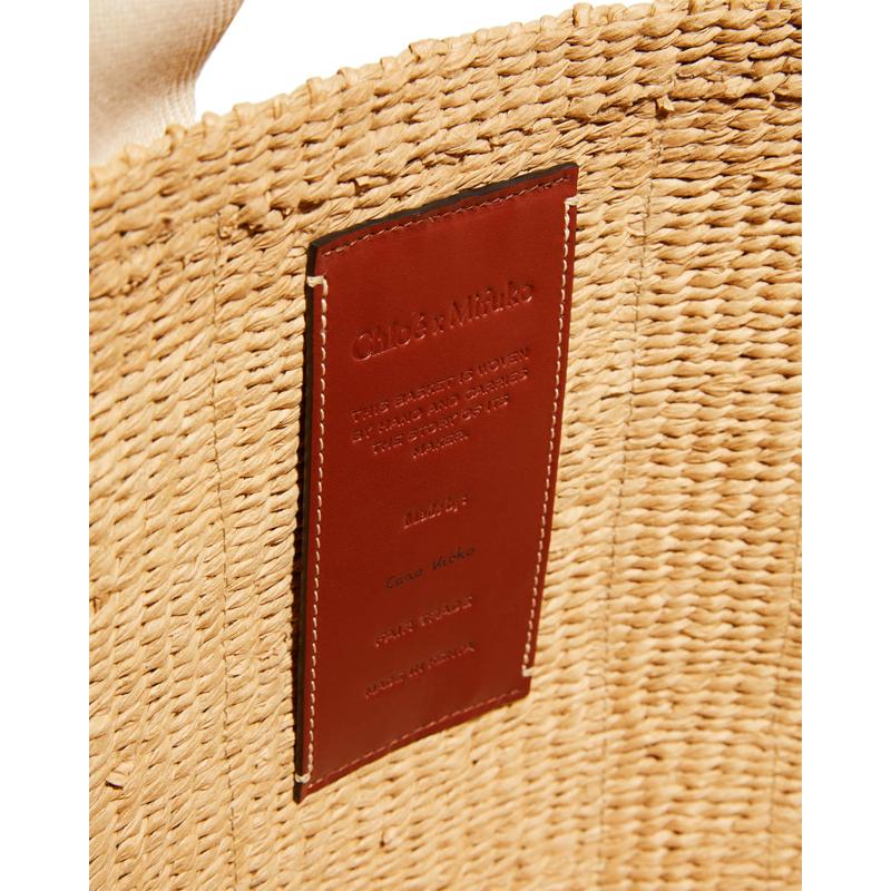 Bolsa Beach Woody Large Mifuko Basket in Fair Trade Paper Embellished with Linen