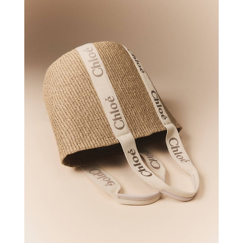 Bolsa Beach Woody Large Mifuko Basket in Fair Trade Paper Embellished with Linen