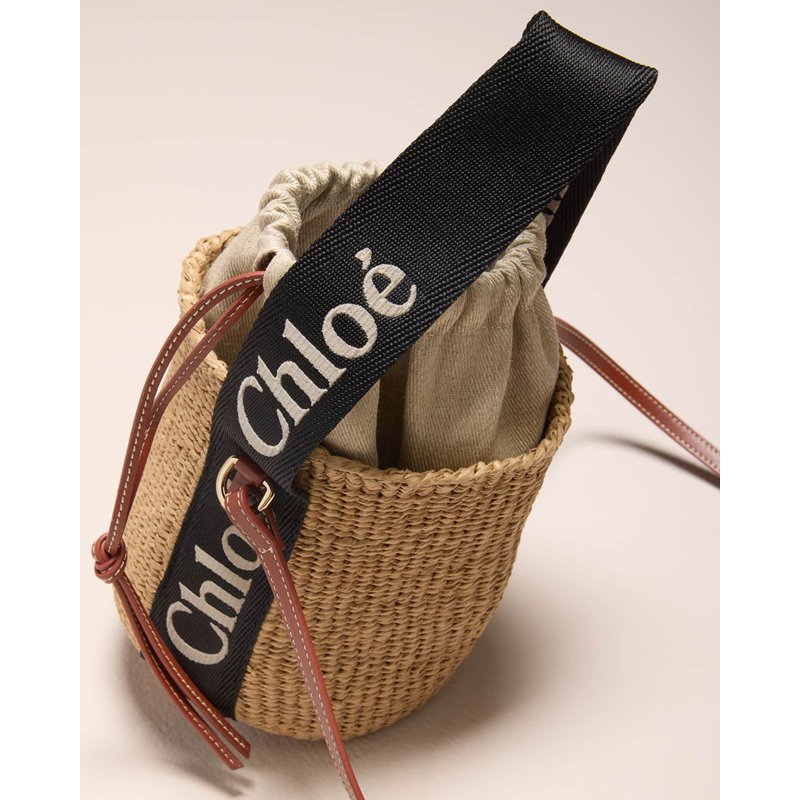 Bolsa Bucket Woody Small Mifuko Basket in Fair Trade Paper Embellished with Linen